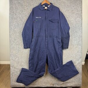 Workrite FR Coveralls Mens XL 50 Navy Blue Flame Resistant Snap Workwear Indura